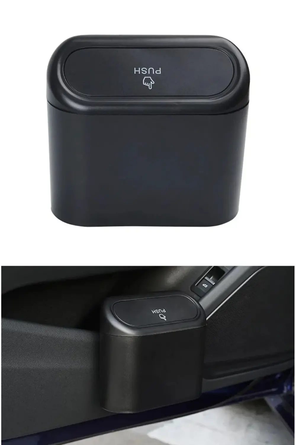 Araba Çöp Kutusu Siyah Portatif Araç İçi Taşınabilir Kapaklı Orga