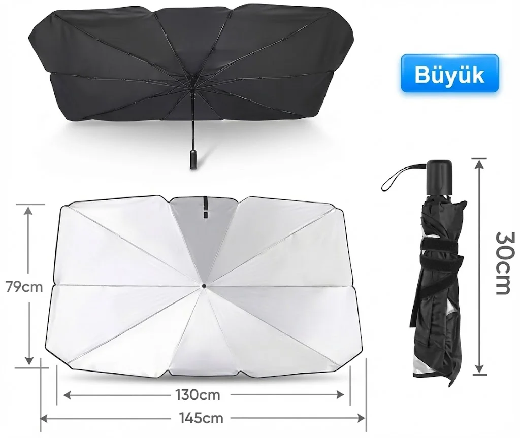 Araba Güneş Göe Koruyucu Şemsiye Oto Ön Cam Güneşlik(145cm*79cm)