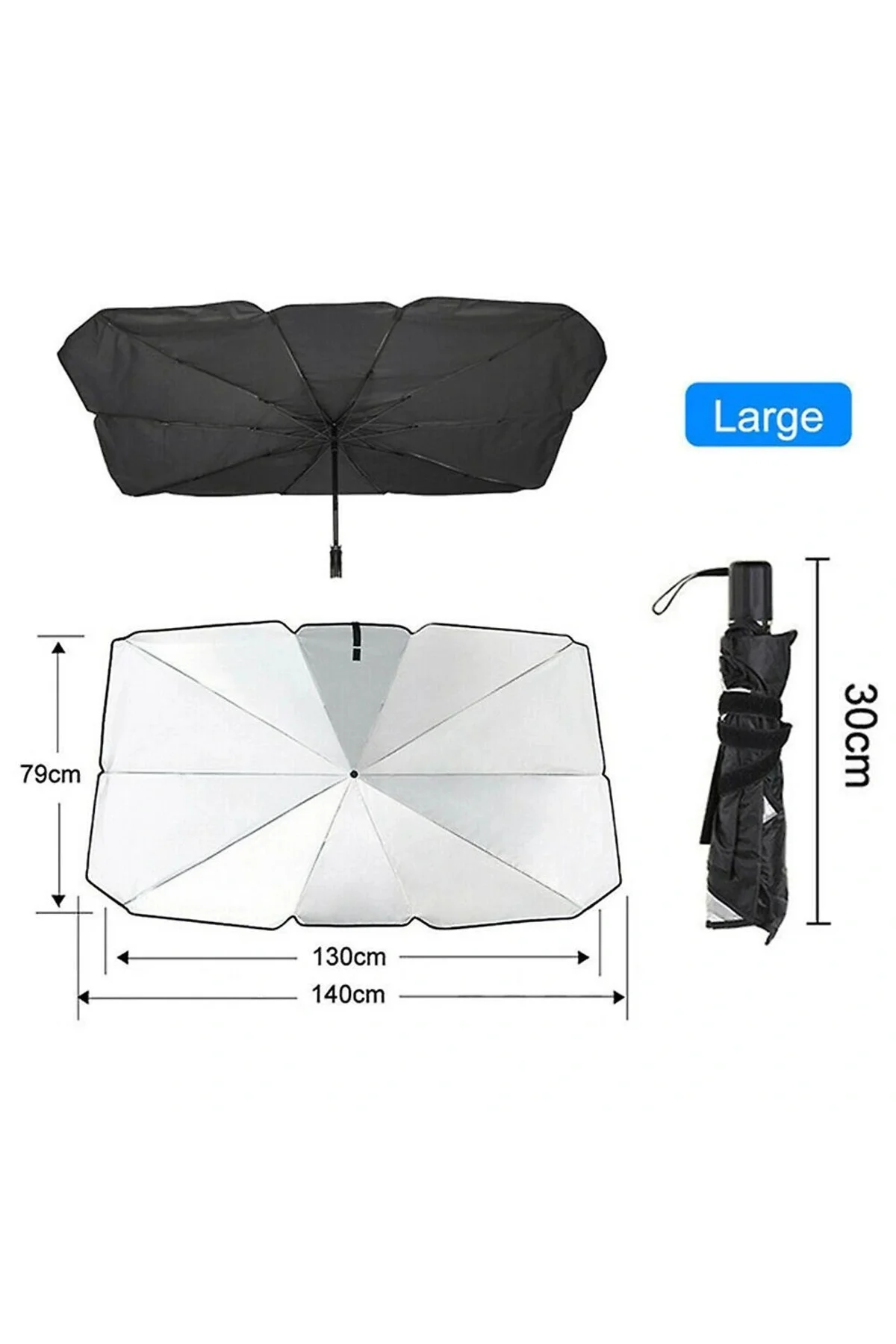 Araba Güneş Gölge Koruyucu Şemsiye Oto Ön Cam Güneşlik(145Cm*79Cm) - Görsel 3