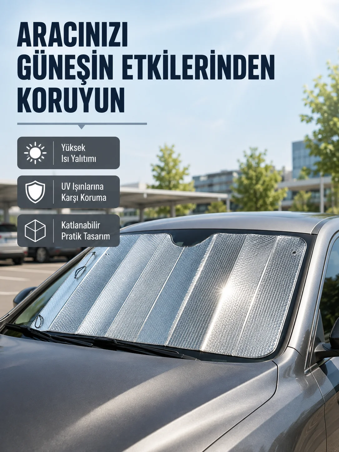 Araba Güneşliği Alüminyum Yansıtıcı Yüzeyle Etkili Isı Koruması Fiyatı, Yorumları ve Özellikleri