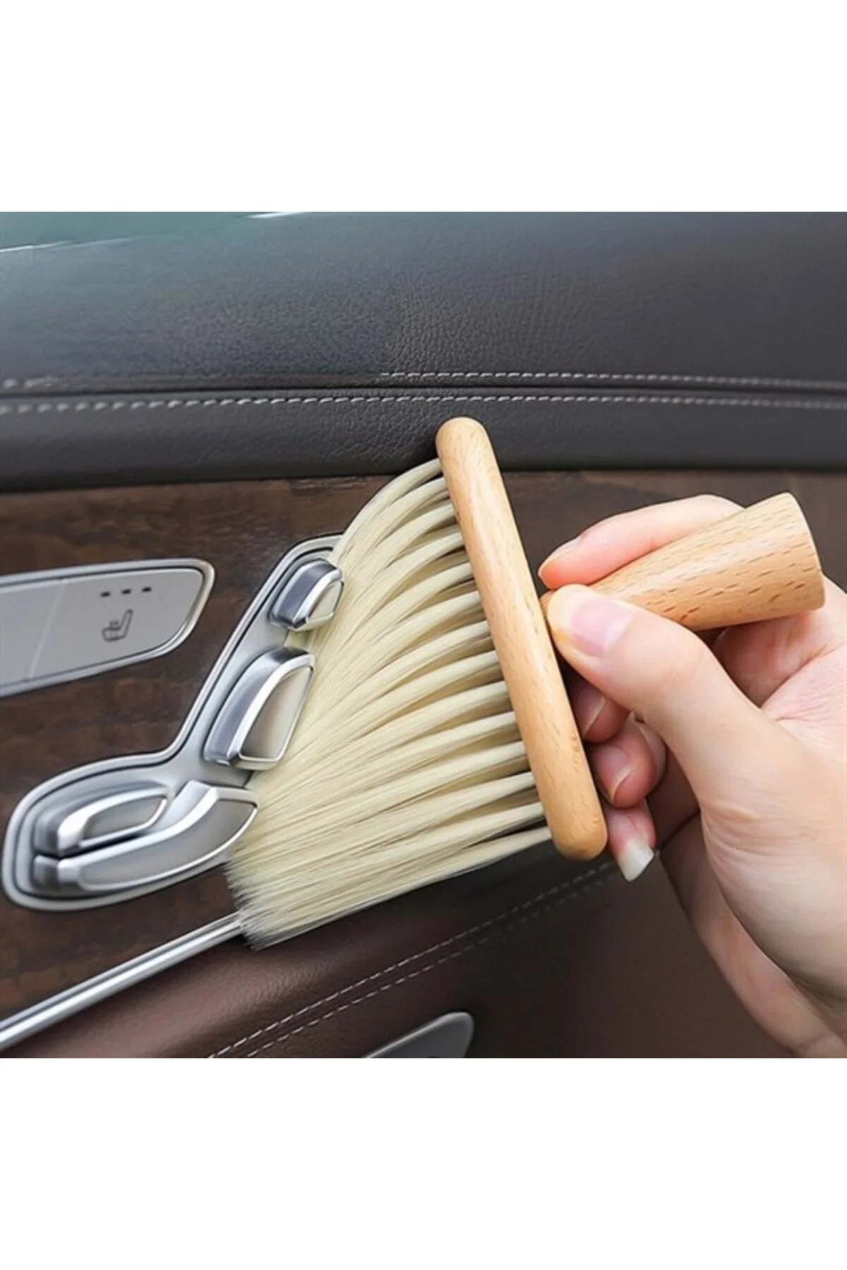 Araba İçin Ahşap Saplı Yumuşak Kıl Fırça Detaylı Toz Alma Temizle