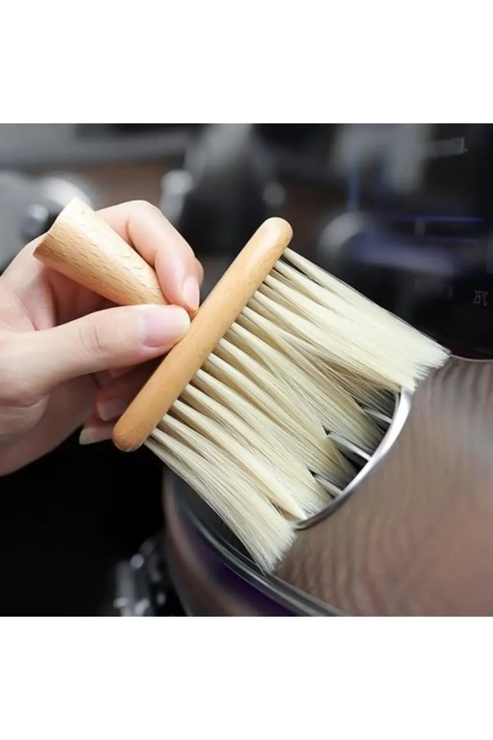 ® Araba İçin Ahşap Saplı Yumuşak Kıl Fırça Detaylı Toz Alma Temiz