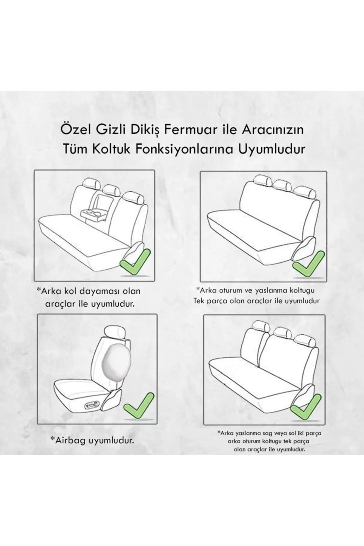 Araba Koltuk Minderi Kumaş Beşli Koltuk Minderi Terletmez Cepli G