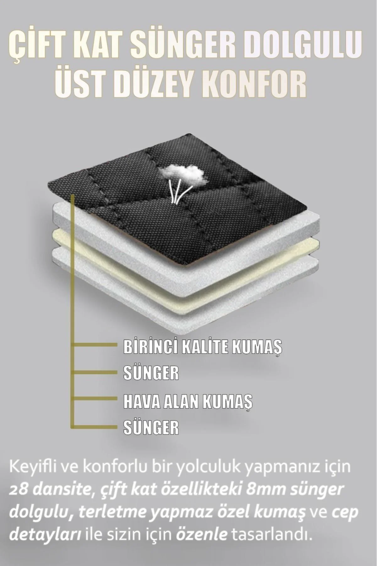 Araba Koltuk Minderi Kumaş Siyah-beyaz Nakışlıön Ikili Araba Koltuk Minderi Kumaş Siyah-beyaz Nakışlıön Ikili - Görsel 3