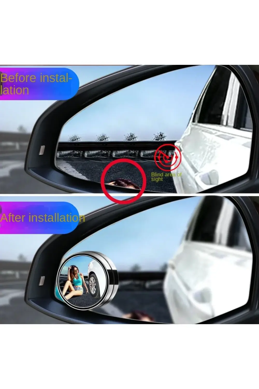 Araba Kör Nokta Dikiz Aynası Geniş Açı 360 Derece Ayarlanabilir K