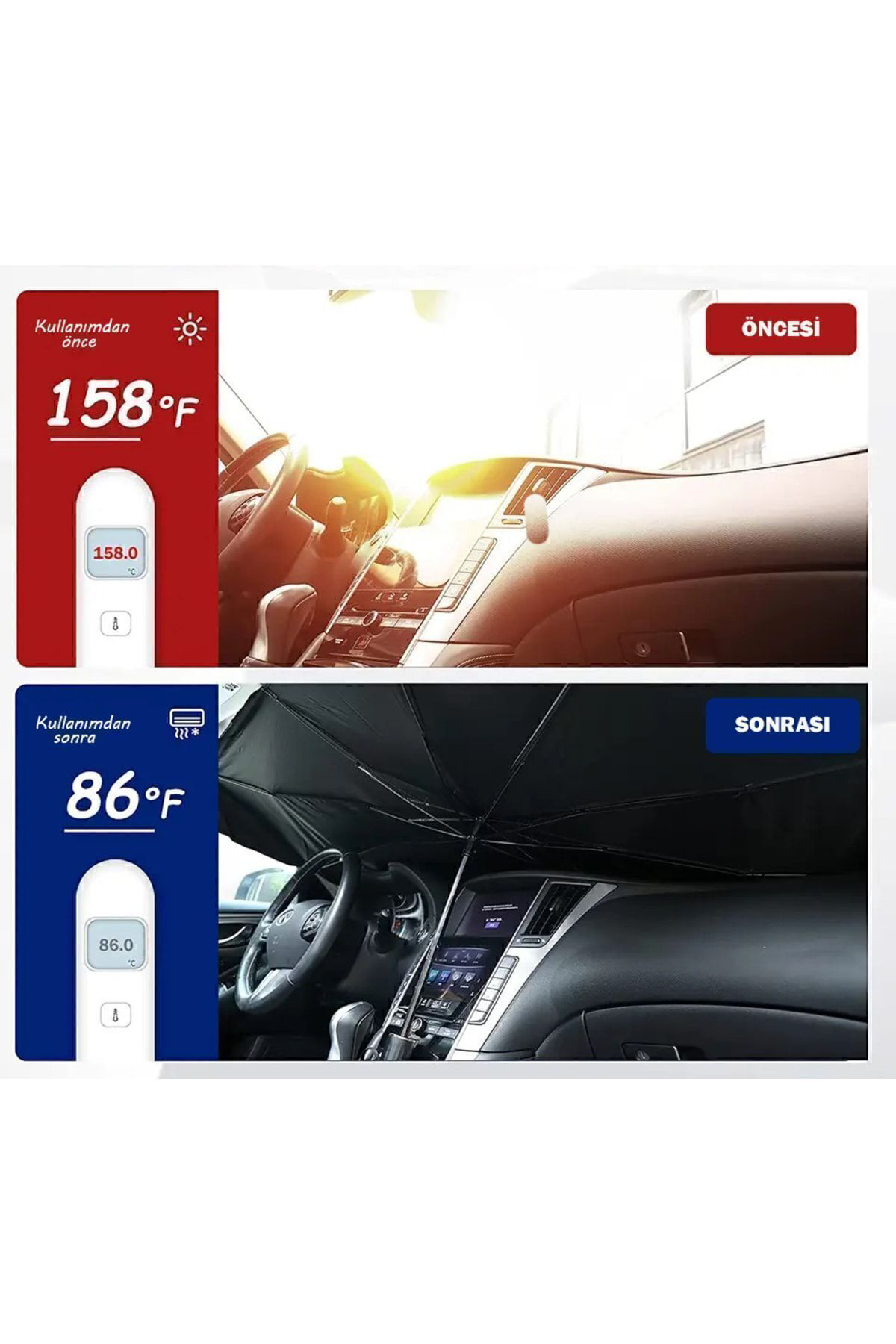 Blisspremium Araba Oto Ön Cam Şemsiye Küçük Boy (140Cm*79Cm ).