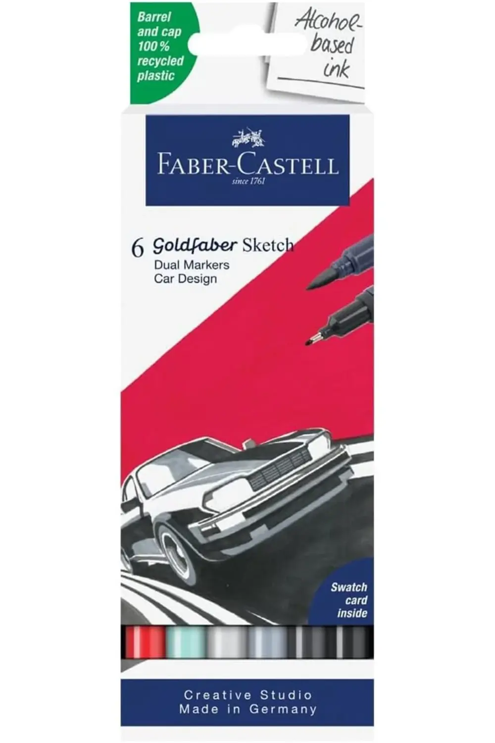 Araba Tasarım Markör Seti, 6’lı, Çift Uçlu, 0.6 mm Uç, Kalıcı Mür