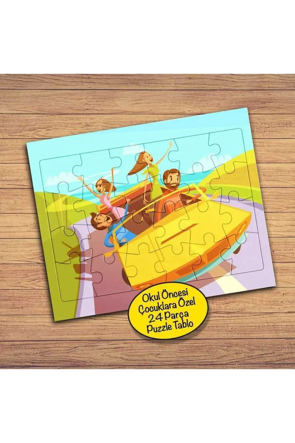 Arabada Eğlence 24 Parça Çocuklara Özel Yapboz Tablo-1284-9146