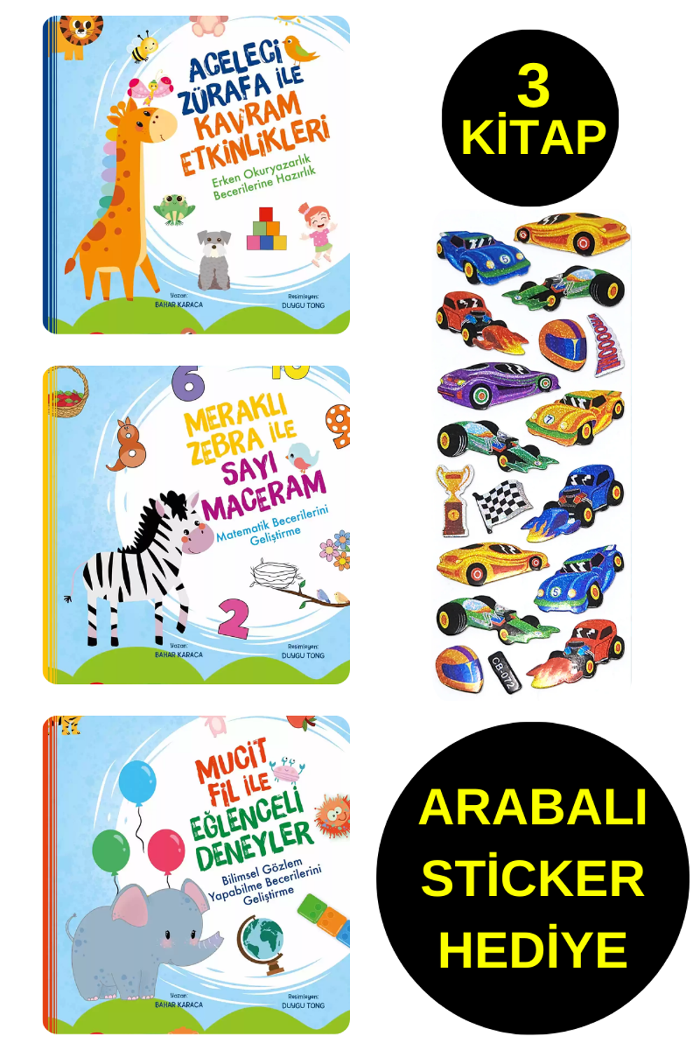 ARABALI STİCKER HEDİYELİ - OKUL ÖNCESİ RESİMLİ KİTAPLAR  - ZÜRAFA