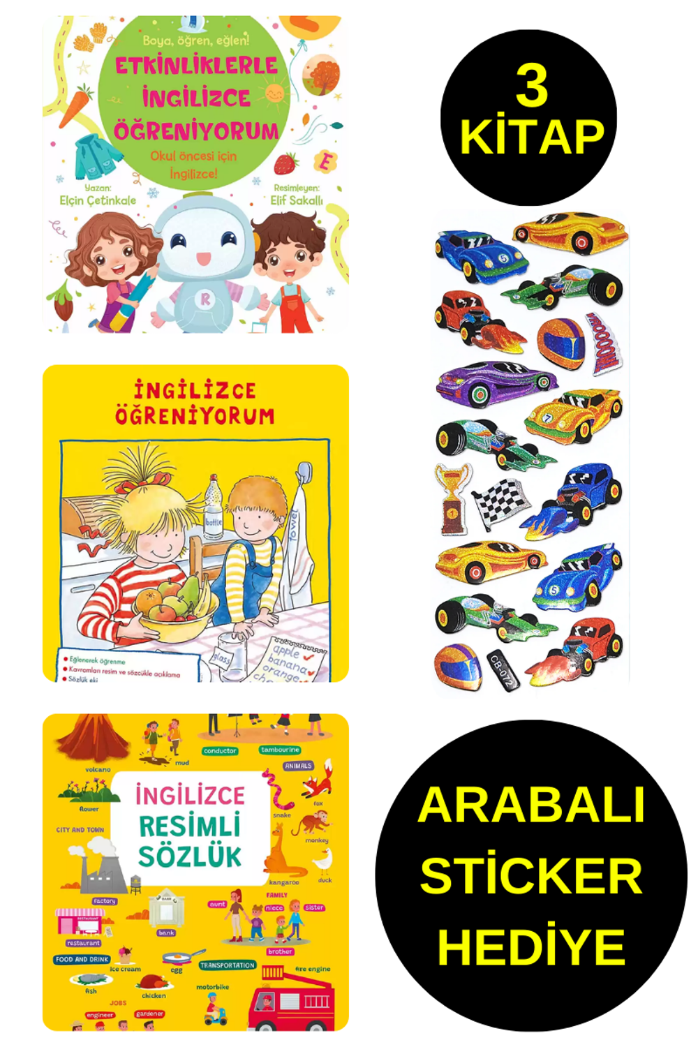ARABALI STİCKER HEDİYELİ - OKUL ÖNCESİ RESİMLİ KİTAPLAR  - ETKİNL