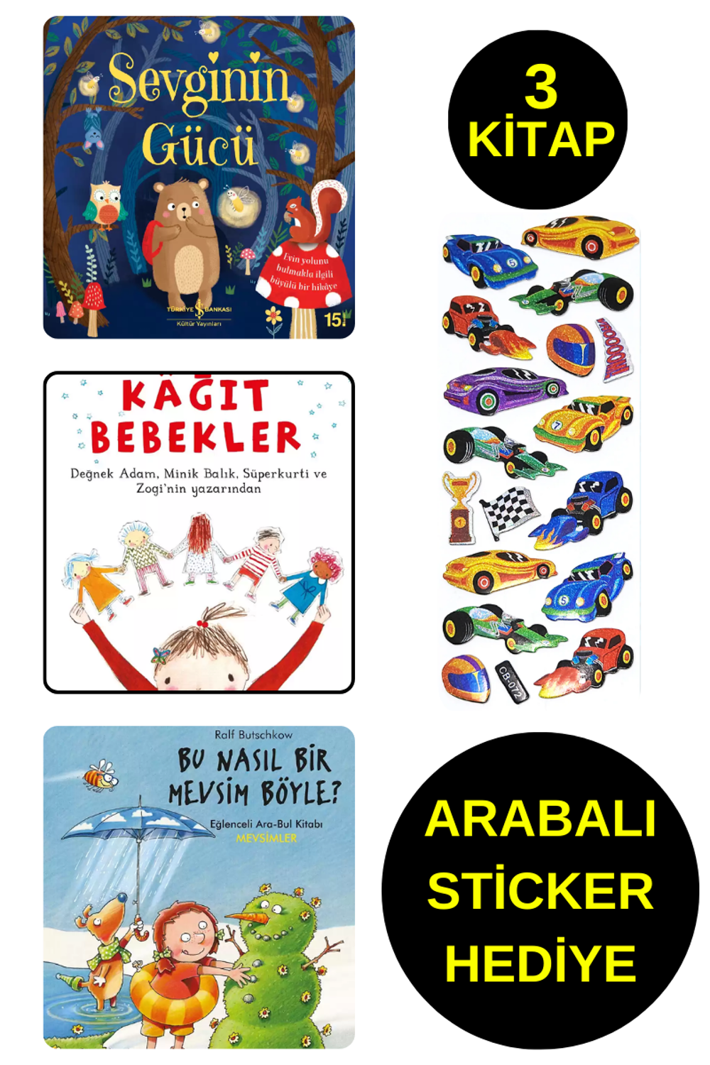 ARABALI STİCKER HEDİYELİ - OKUL ÖNCESİ RESİMLİ KİTAPLAR  - KAĞIT 