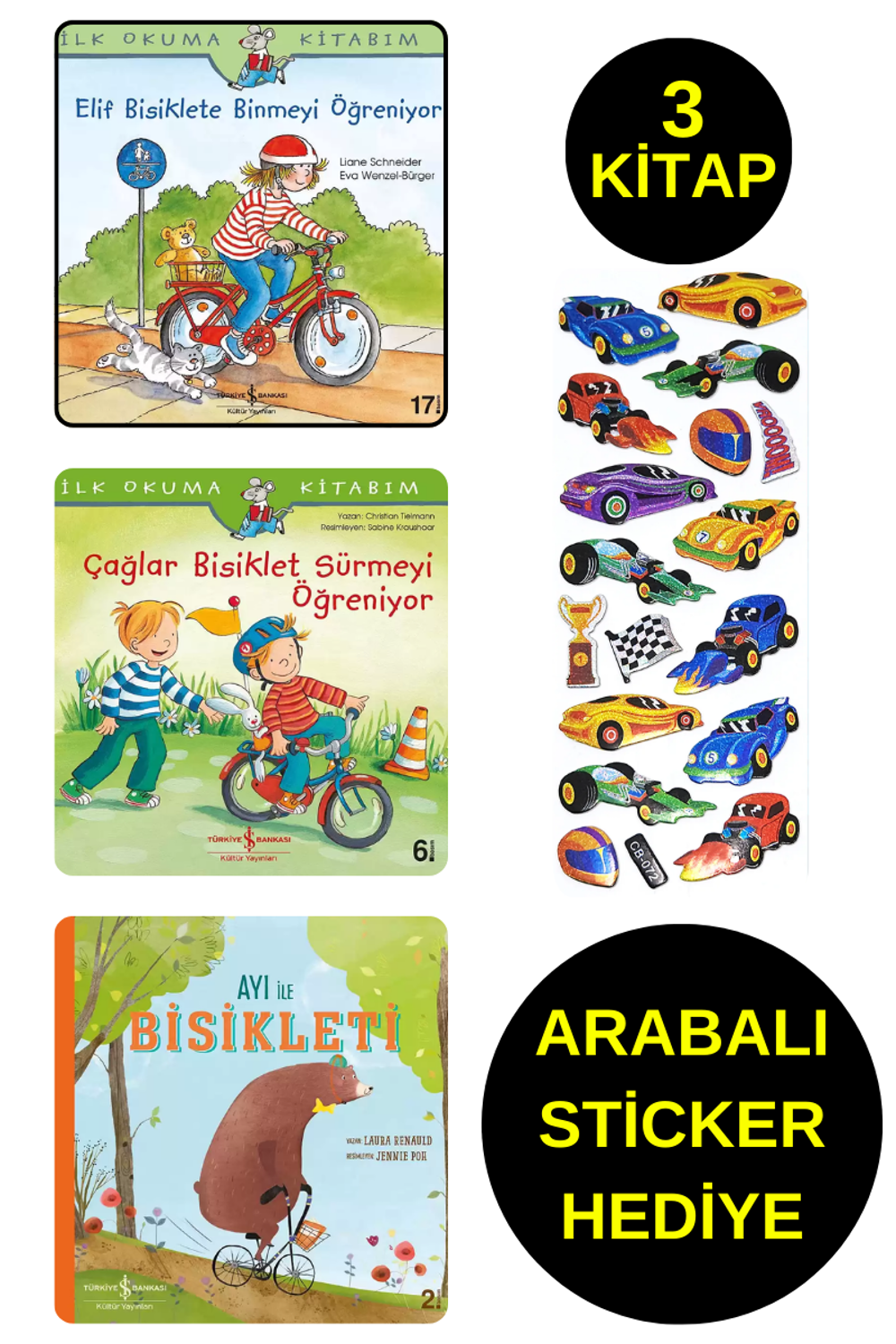ARABALI STİCKER HEDİYELİ - OKUL ÖNCESİ RESİMLİ KİTAPLAR - BİSİKL ARABALI STİCKER HEDİYELİ - OKUL ÖNCESİ RESİMLİ KİTAPLAR - BİSİKL