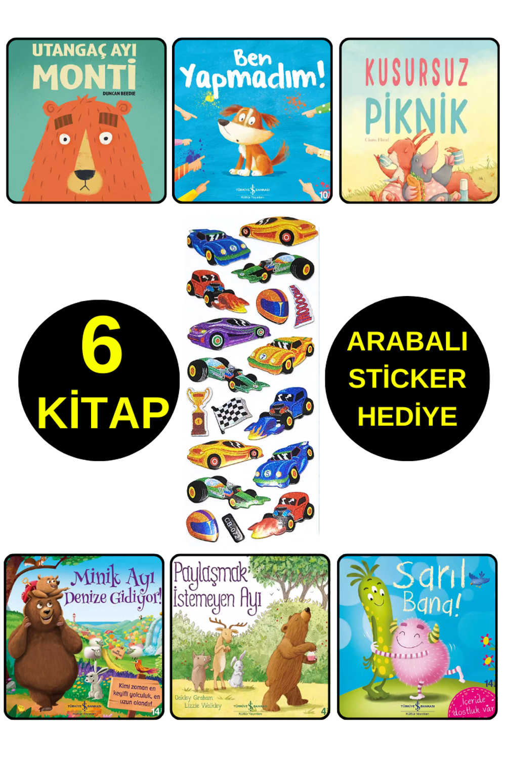 ARABALI STİCKER HEDİYELİ - OKUL ÖNCESİ RESİMLİ KİTAPLAR  - MONTİ 