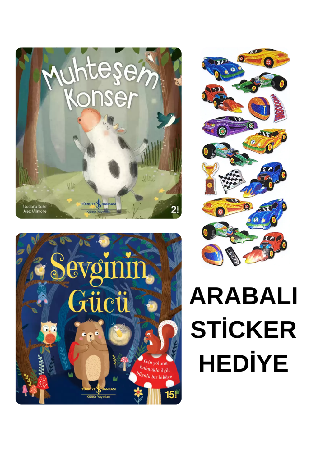 ARABALI STİCKER HEDİYELİ - OKUL ÖNCESİ RESİMLİ KİTAPLAR MASAL - M
