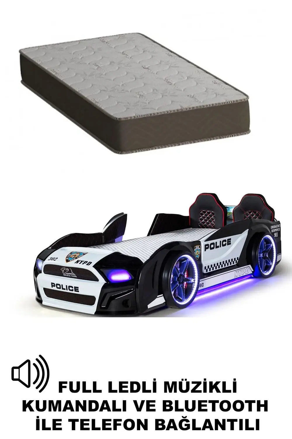 Arabalı Yatak Kapıları Açılan Mustang Full Ledli Kumandalı ve Müz