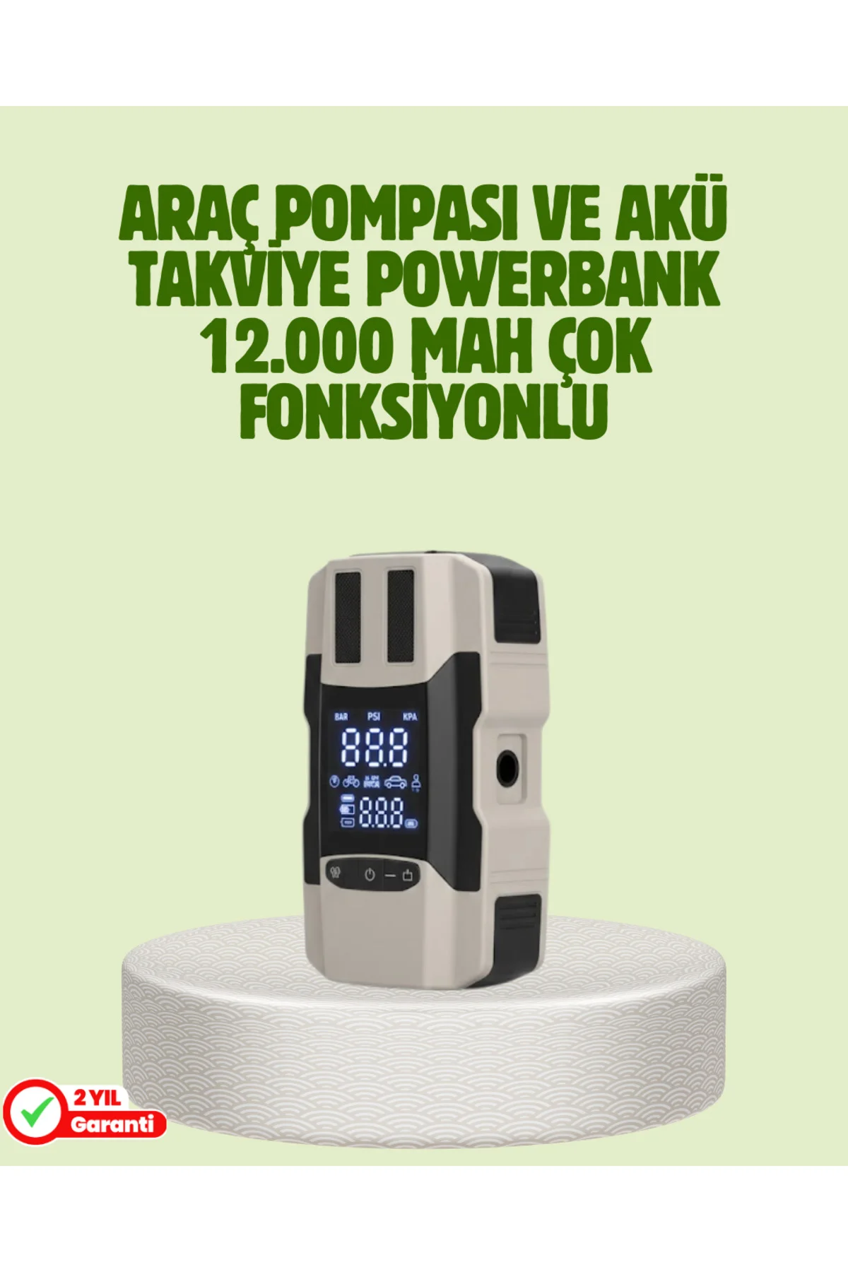 Araç Akü Takviye Cihazı Ve Lastik Şişirme Pompası 12.000 Mah