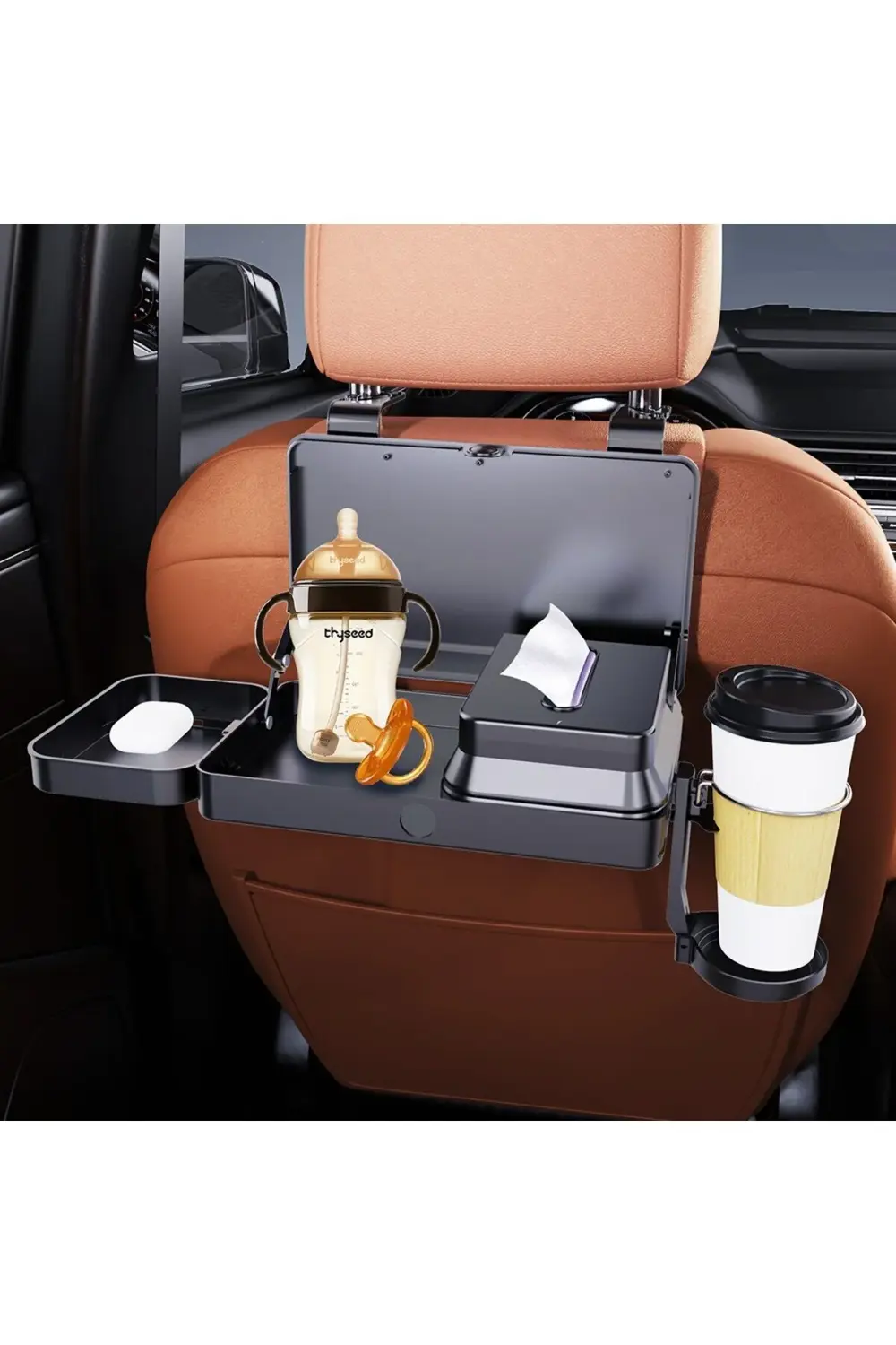 Araç Arka Koltuk Tepsi Rafı ve Bardak Tutucu – K255 Çok Amaçlı Or