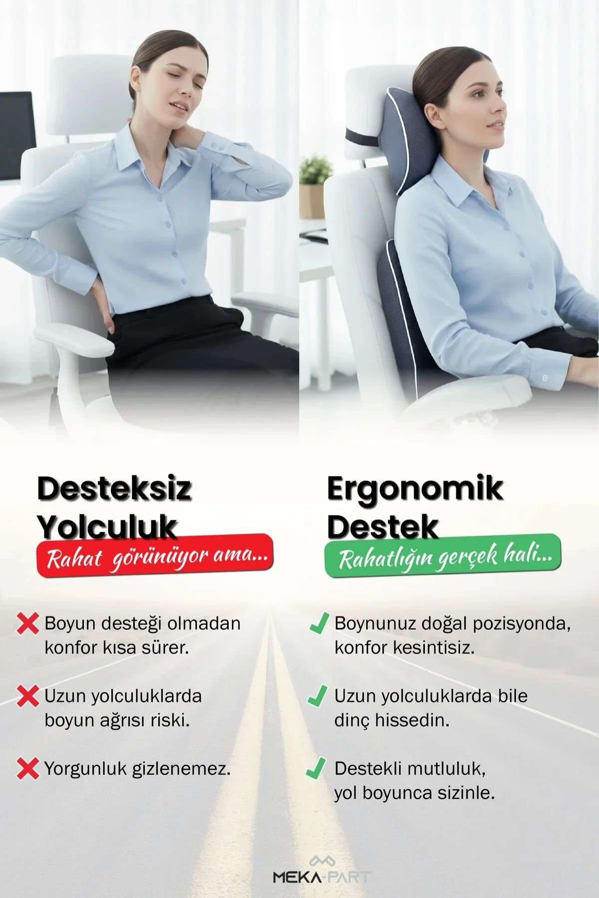 Araç Bel ve Boyun Destek Yastığı Yumuşak Visco Siyah Tek Koltuk