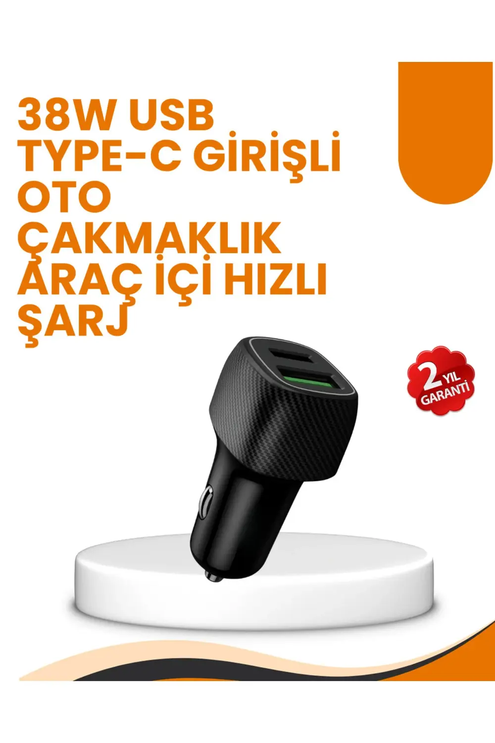 Araç Çakmak Girişli 38W Hızlı Şarj Aleti – İki Cihaz Destekli