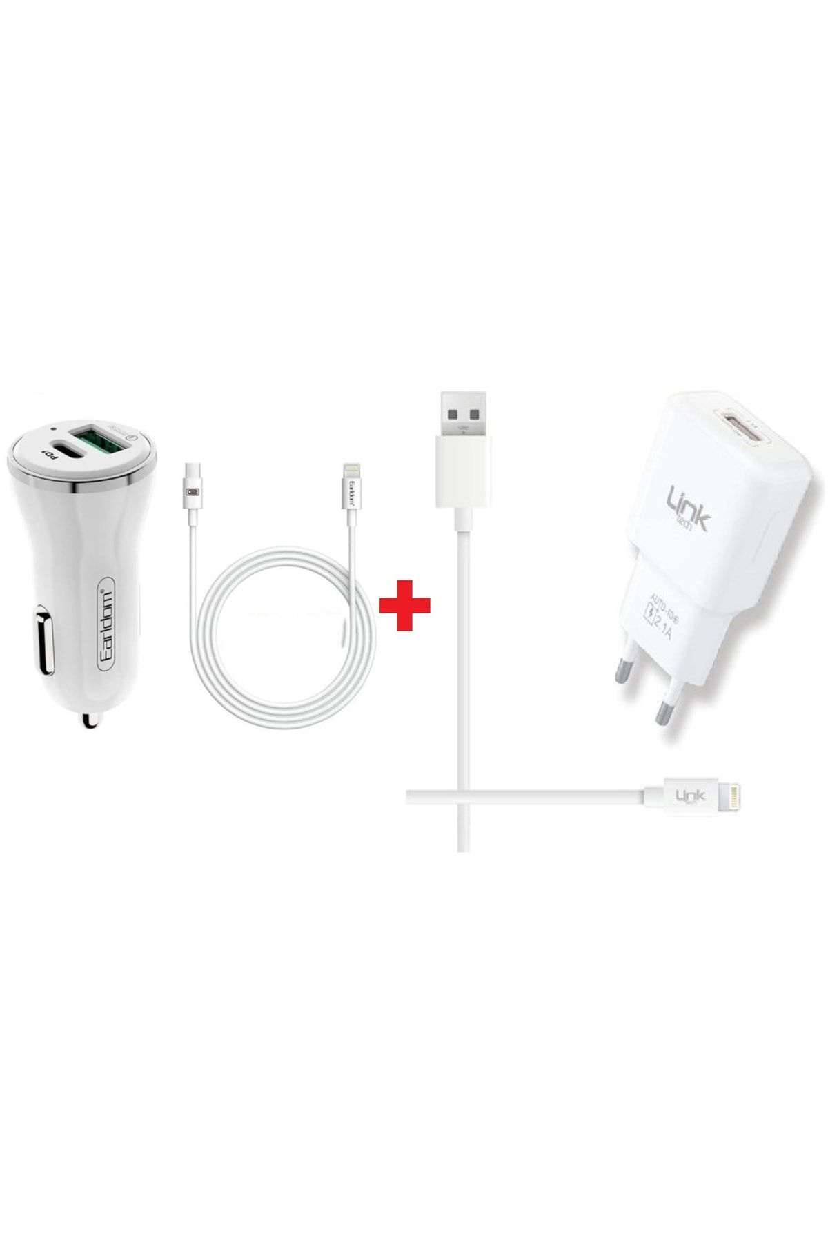 Link Araç Çakmaklik Şarj Başliği 2 Usb Hizli Şarj Aleti İphone Kablo İ