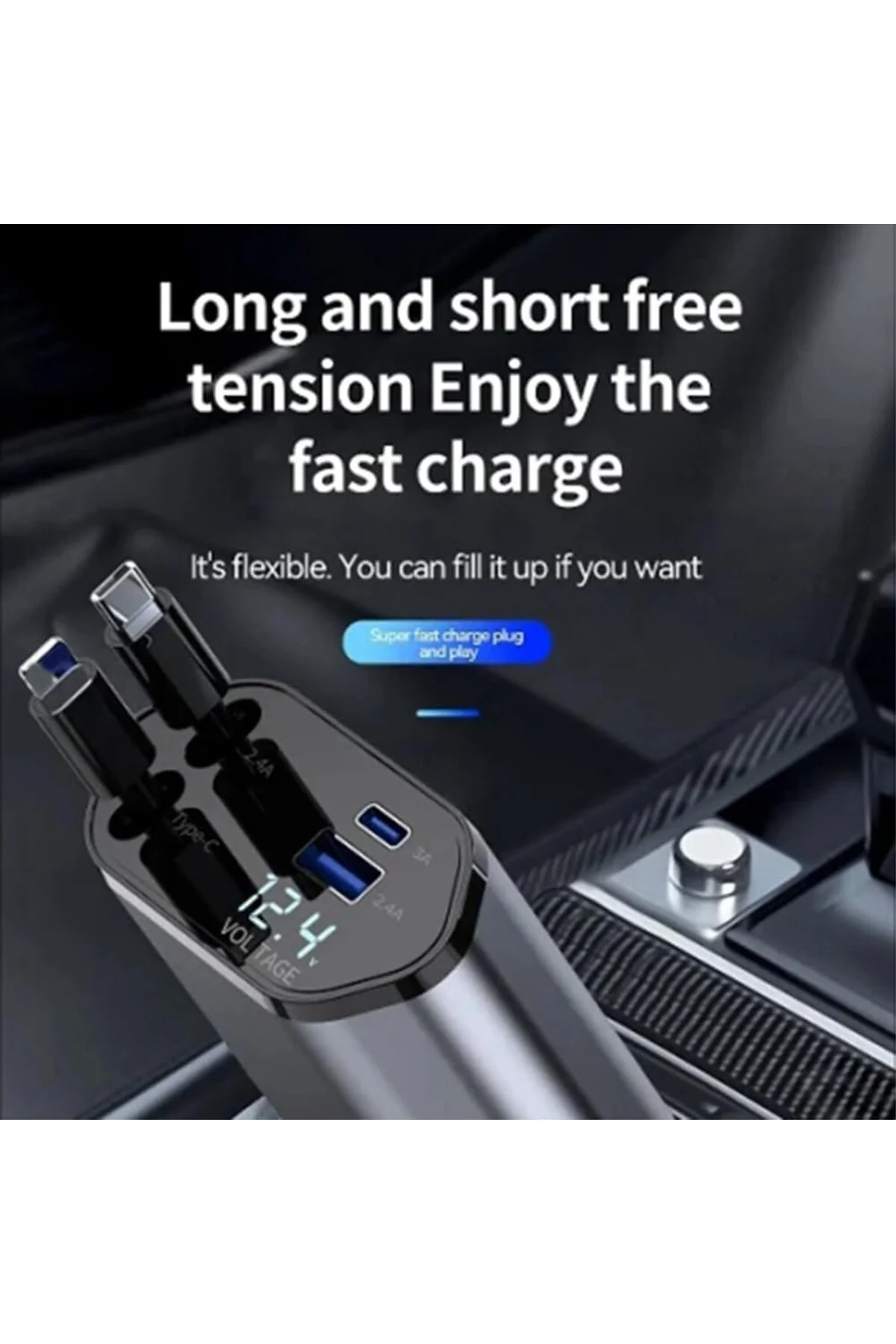 Araç Çekilebilir Araç Şarj Cihazı 2 USB Bağlantı Noktası Desteği 