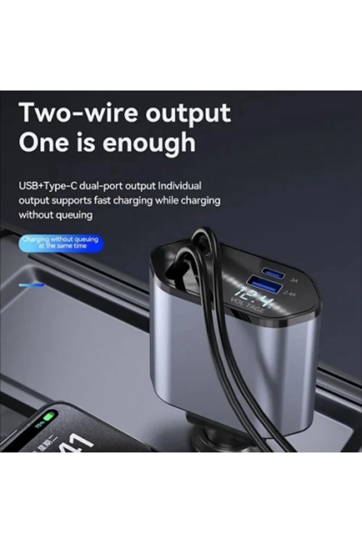 Araç Çekilebilir Araç Şarj Cihazı 2 USB Bağlantı Noktası Desteği 