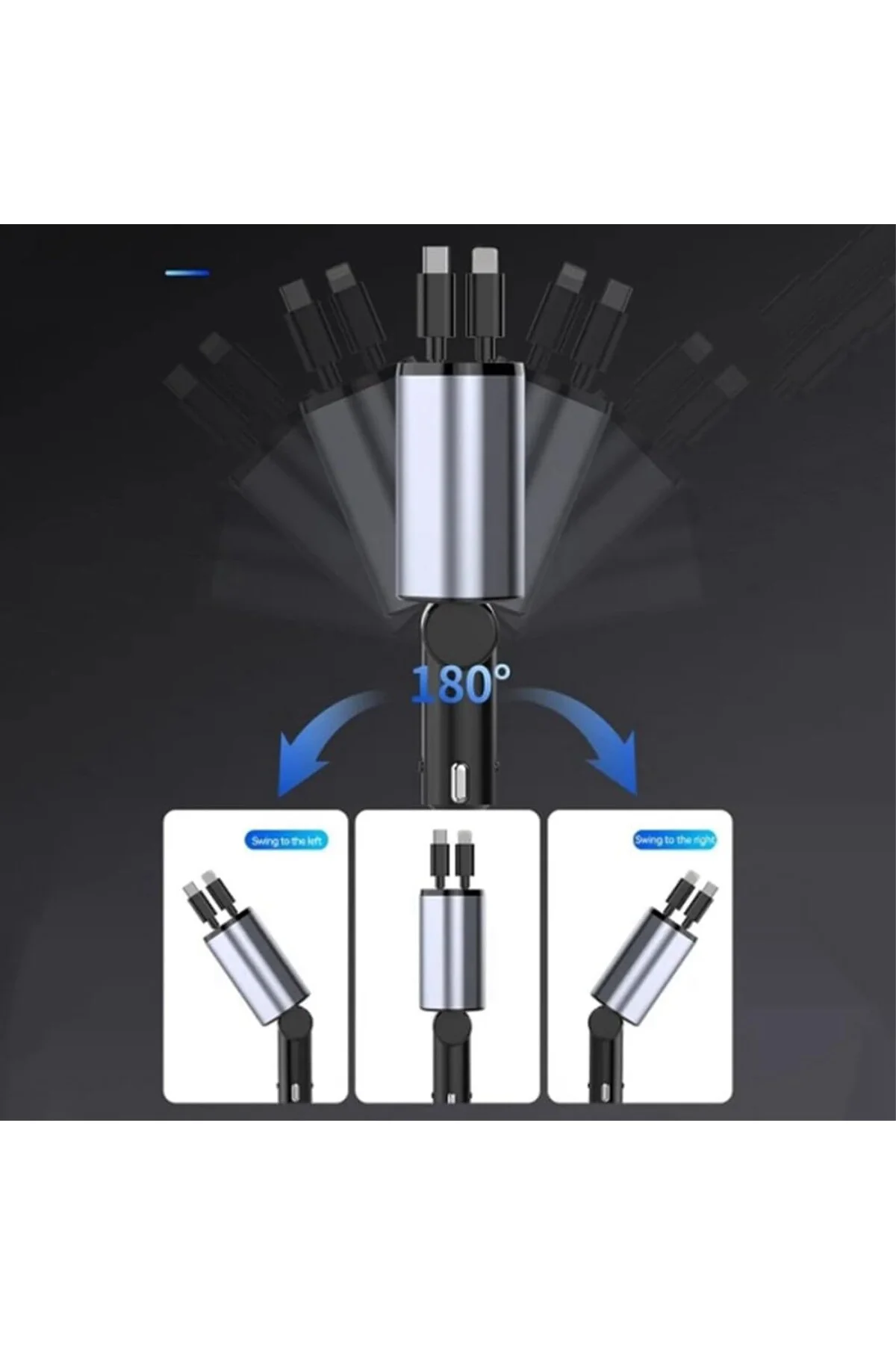 Araç Çekilebilir Araç Şarj Cihazı 2 USB Bağlantı Noktası Desteği 