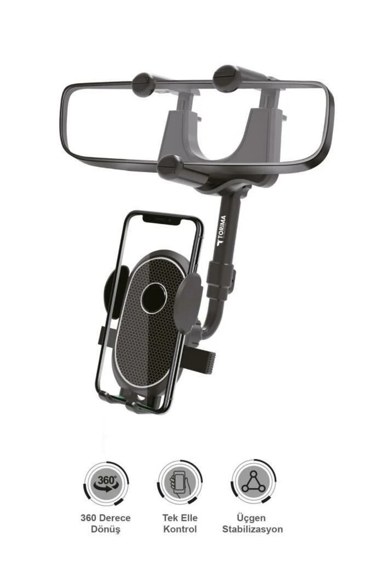 Nice Shop Araç Dikiz Aynasina Ve Takilan Teleskopik Telefon Tutucu 360 Derece