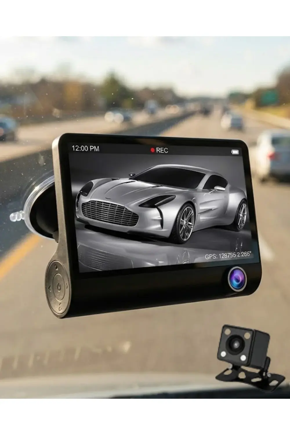 Araç DVR Kamera Çift Lensli 4 İnç Ekranlı G Sensörlü