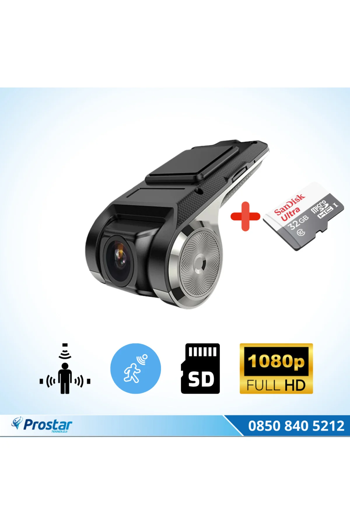 Araç Dvr Sürüş Kaydedici Kamera Usb Full Hd (32 Gb Sd Kart Dahil) 1080p 170° Geniş Açı