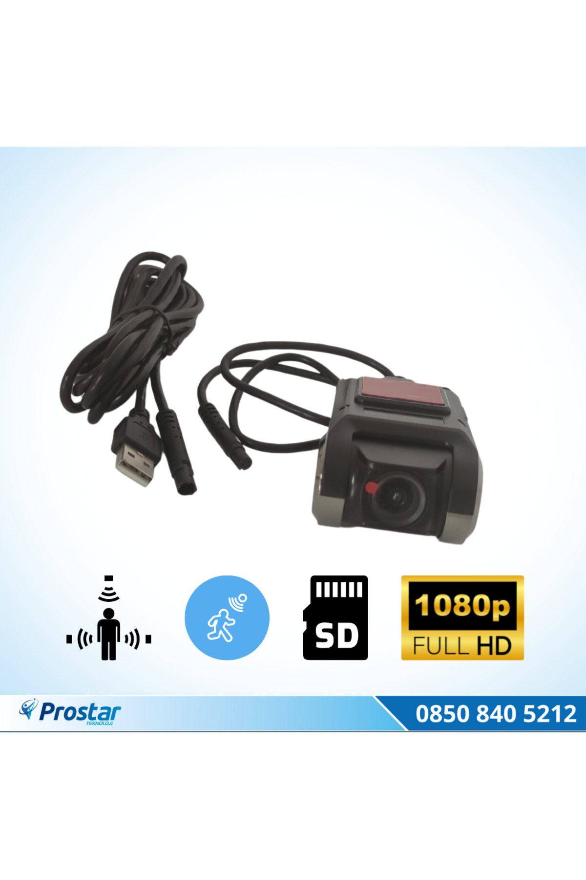 Prostarteknoloji Araç Dvr Sürüş Kaydedici Kamera Usb Full Hd 1080P 170° Geniş Açı