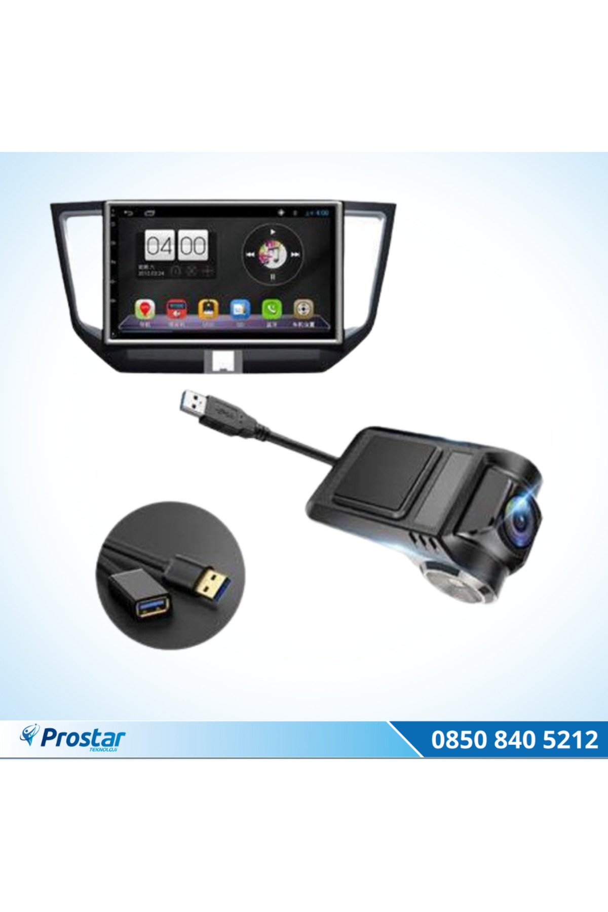 Prostarteknoloji Araç Dvr Sürüş Kaydedici Kamera Usb Full Hd 1080P 170° Geniş Açı