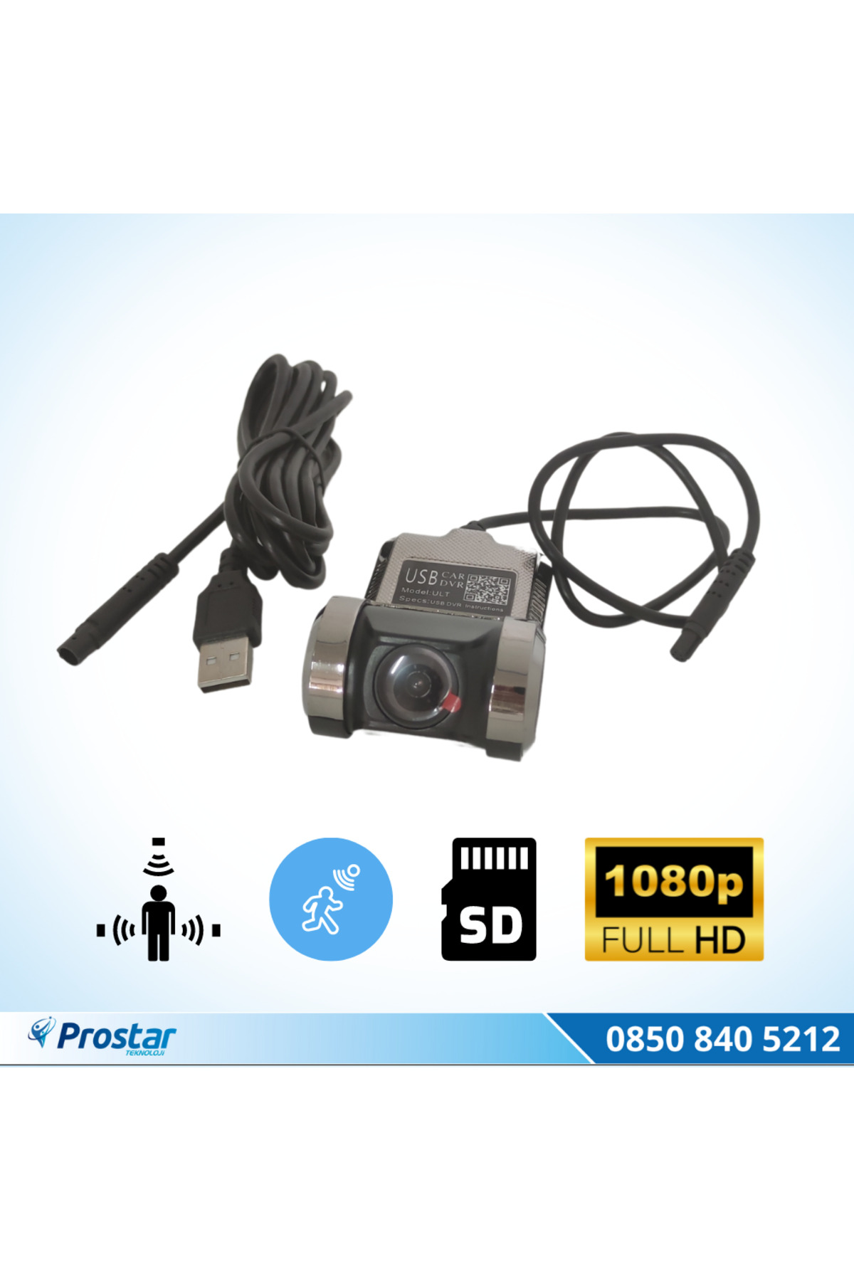 Prostarteknoloji Araç Dvr Sürüş Kaydedici Kamera Usb Full Hd 1080P 170° Geniş Açı