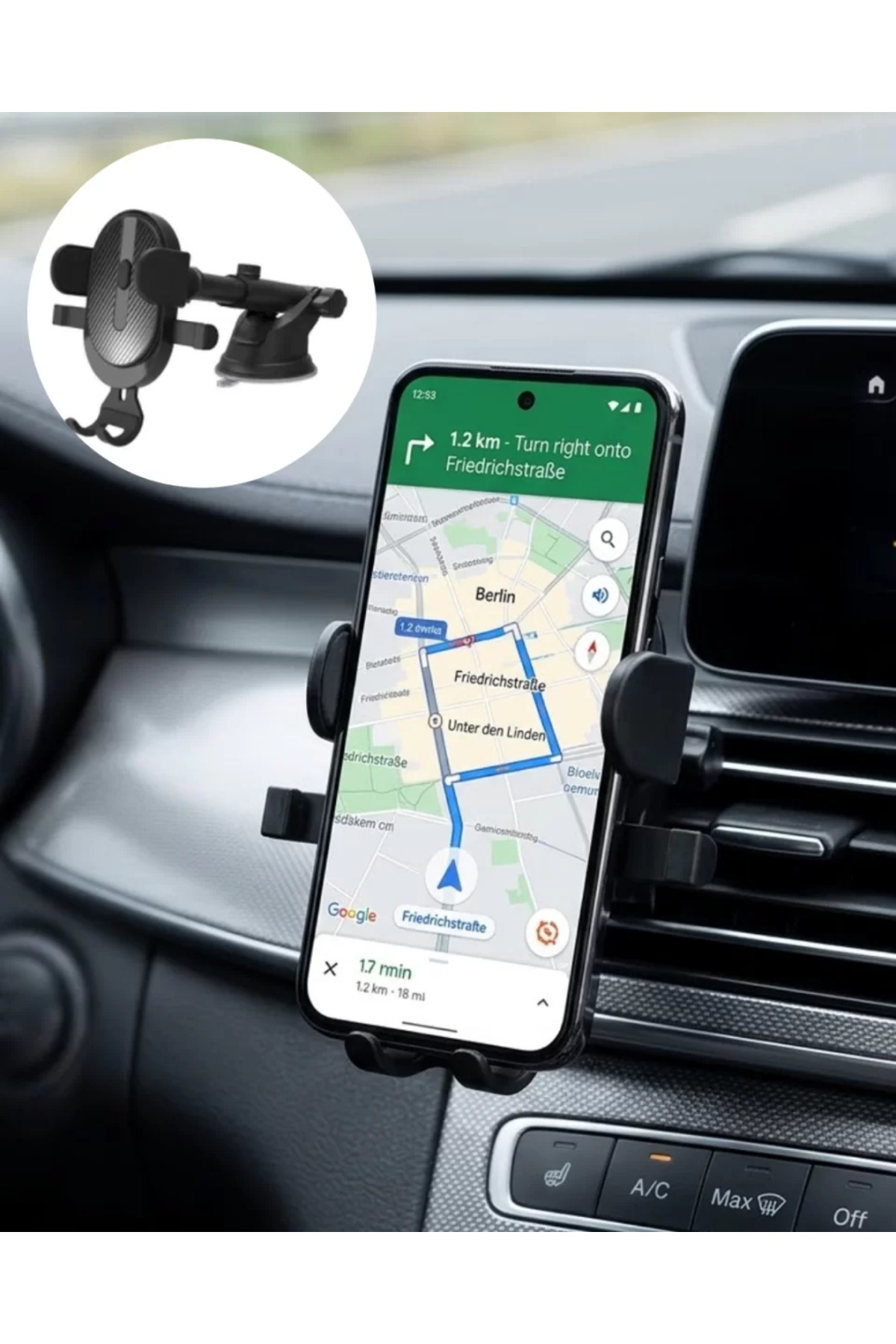 Araç Halandırma Telefon Tutucu 360 Derece Döner Otomatik Kilitli 