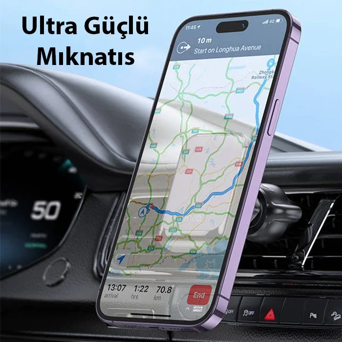 Araç Havalandırma Bölmesi Manyetik Telefon Tutucu - 360° Dönebilen, Güçlü Mıknatıslı