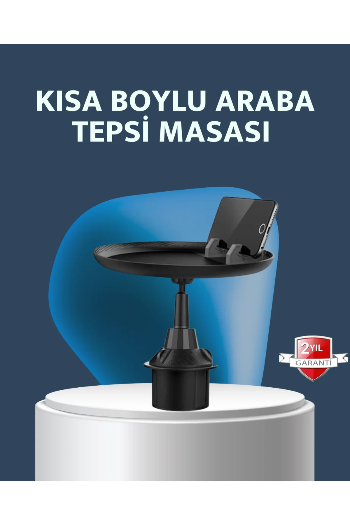 Araç İçi 360° Ayarlanabilir Bardaklık Tepsisi Geniş Yüzeyli Ve Telefon Standlı