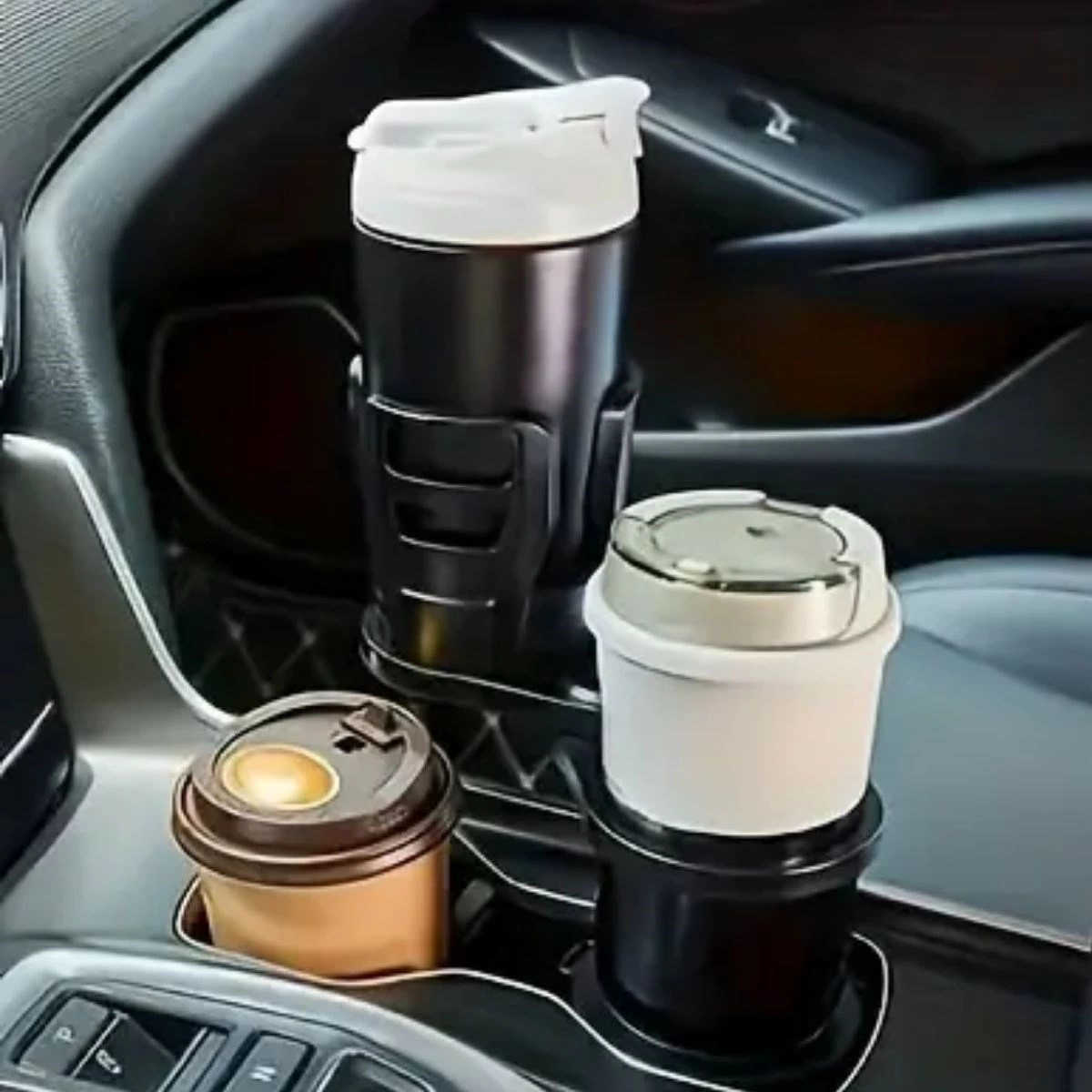 Araç İçi 360 Derece Dönen 2'li Bardaklıklı Açılarak Ayarlanabilir