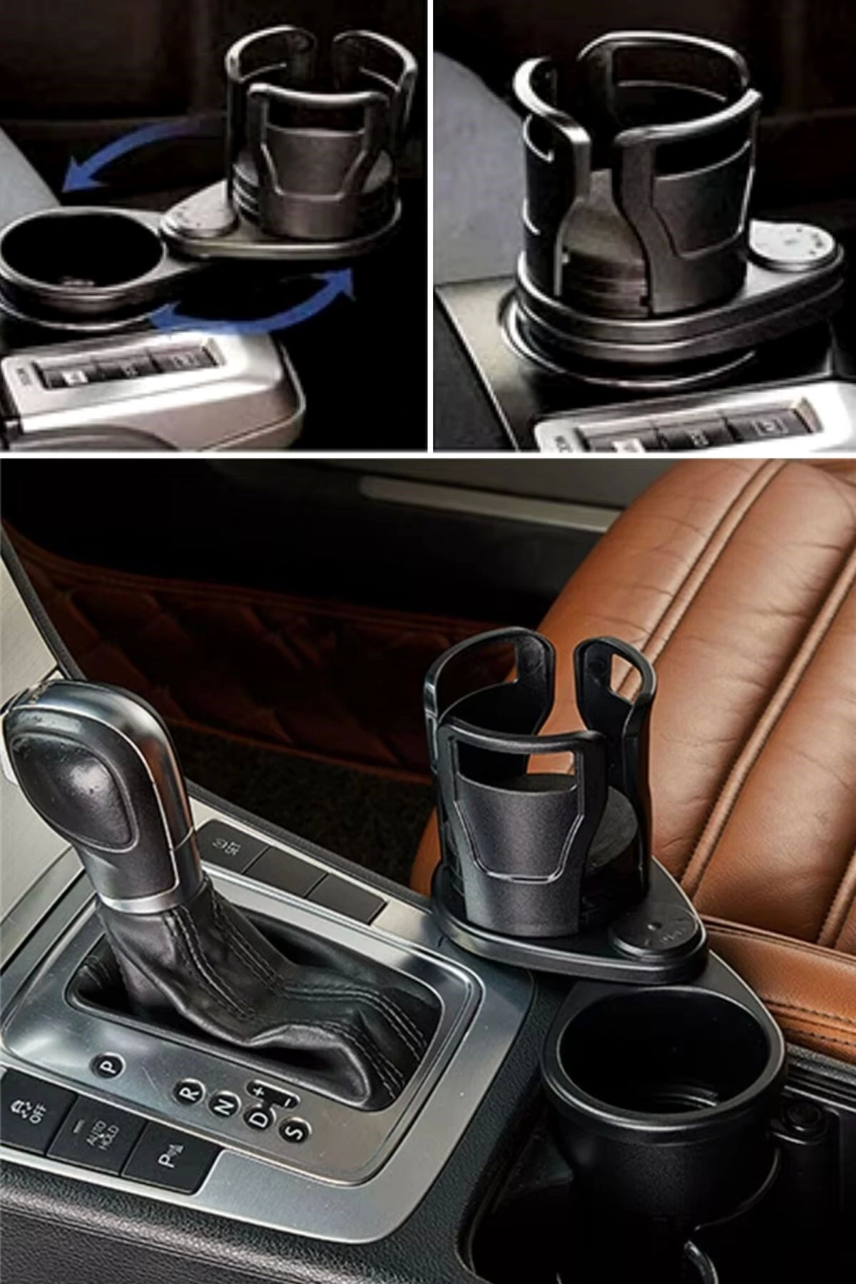 Araç İçi 360 Derece Dönen 2'li Bardaklıklı Açılarak Ayarlanabilir