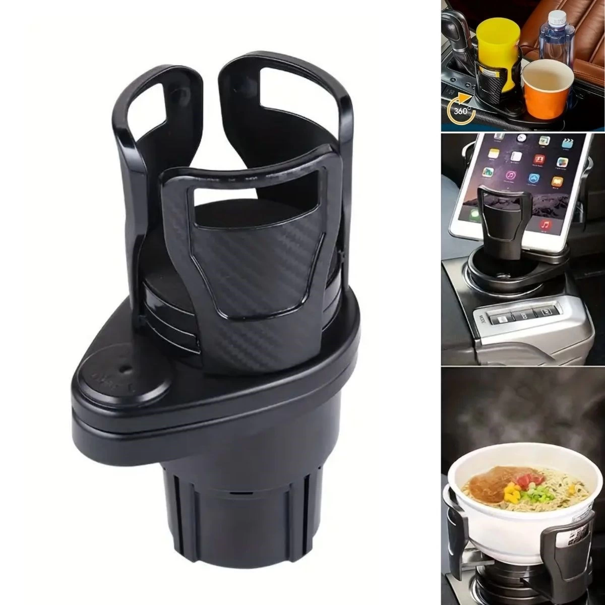 Araç İçi 360 Derece Dönen 2'li Bardaklıklı Açılarak Ayarlanabilir