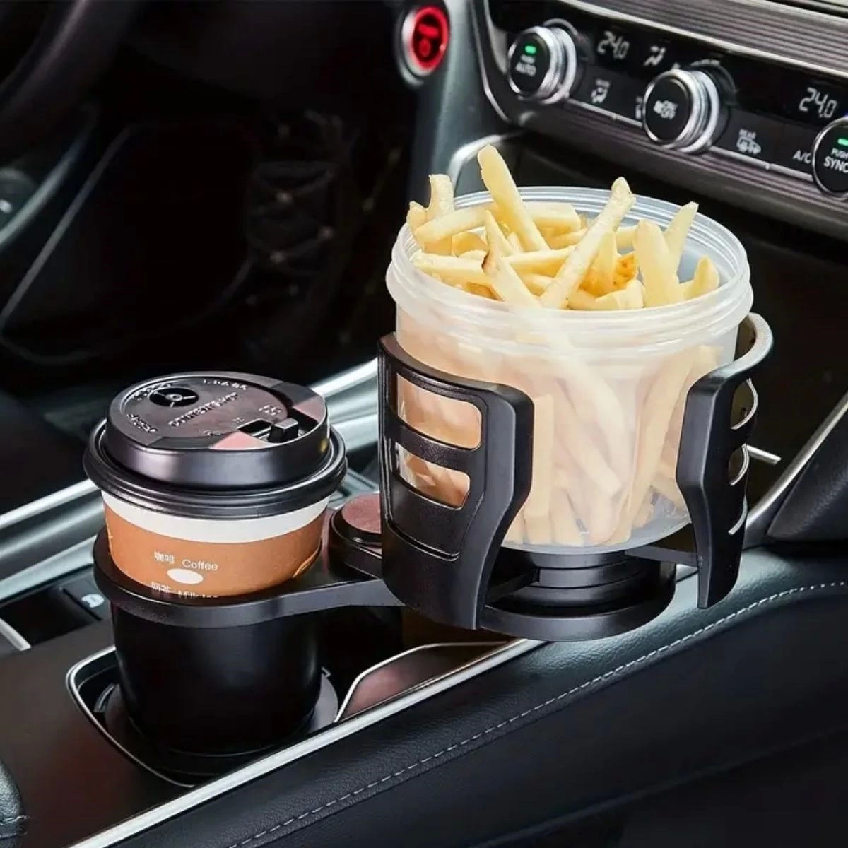 Araç İçi 360 Derece Dönen 2'li Bardaklıklı Açılarak Ayarlanabilir