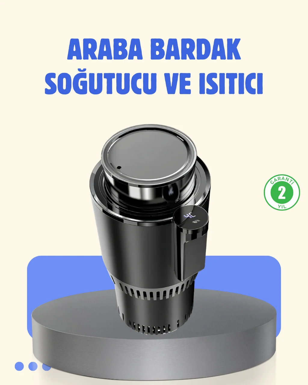 Araç İçi Akıllı Bardaklık Isıtıcı Soğutucu Dijital Ekranlı - Lisinya Diğer