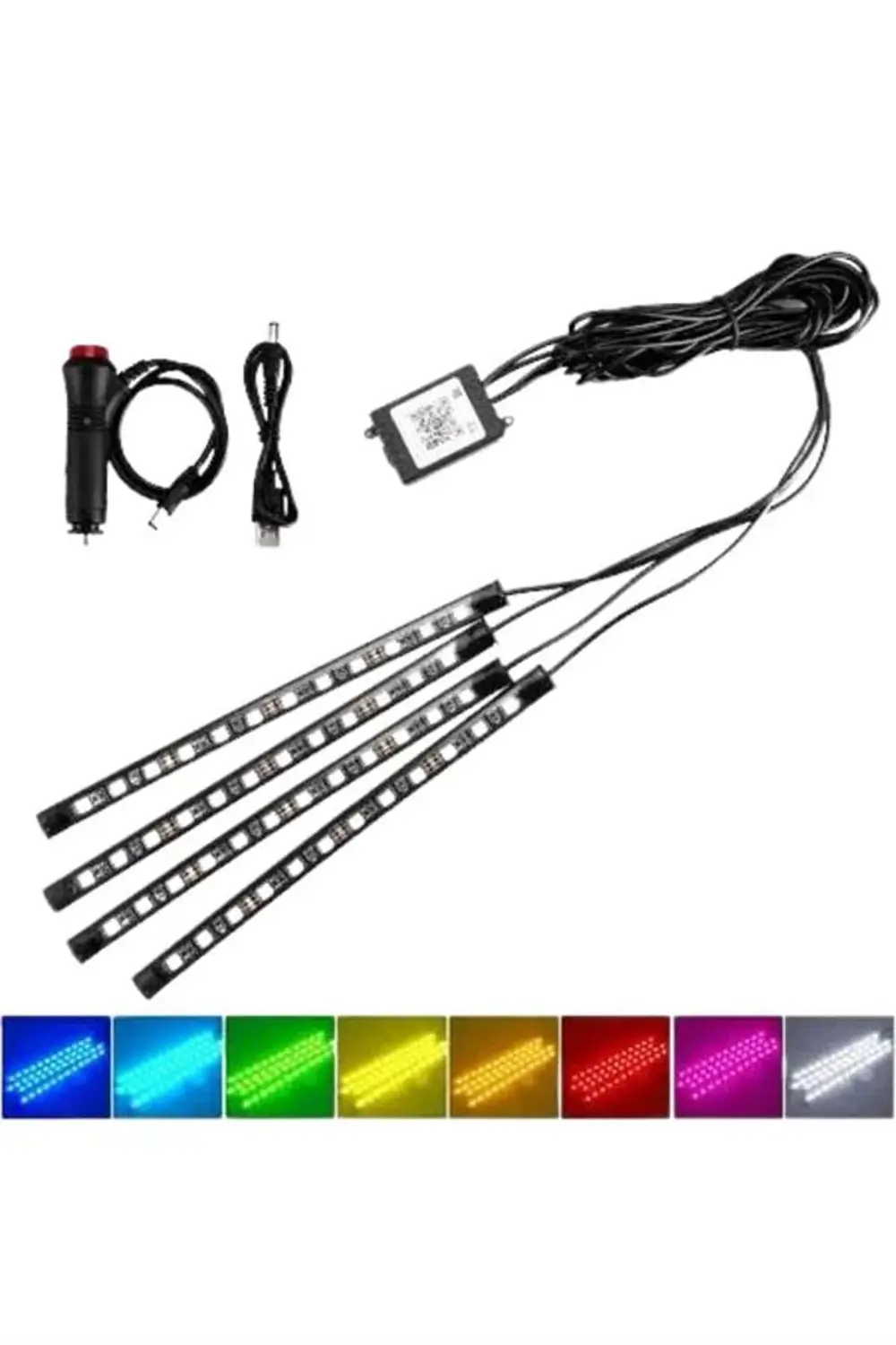 Araç İçi Ayak Altı Led 12 Led Işık Sese Müziğe Duyarlı RGB Işıklı