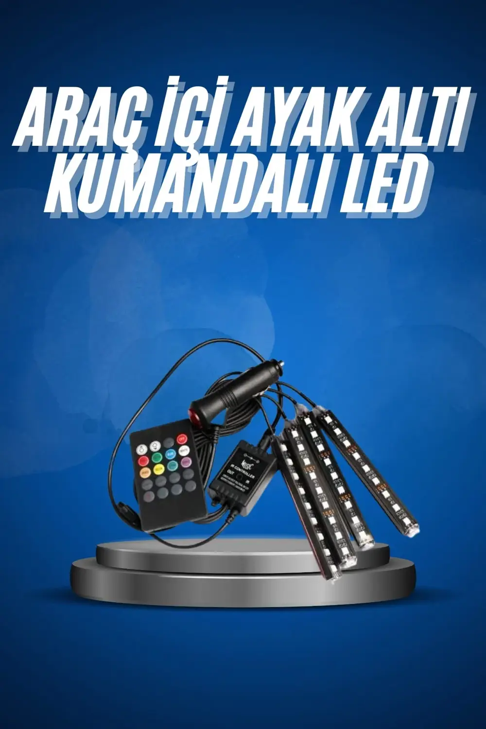 Araç İçi Ayak Altı Led 12 Led Işık Sese Müziğe Duyarlı RGB Işıklı