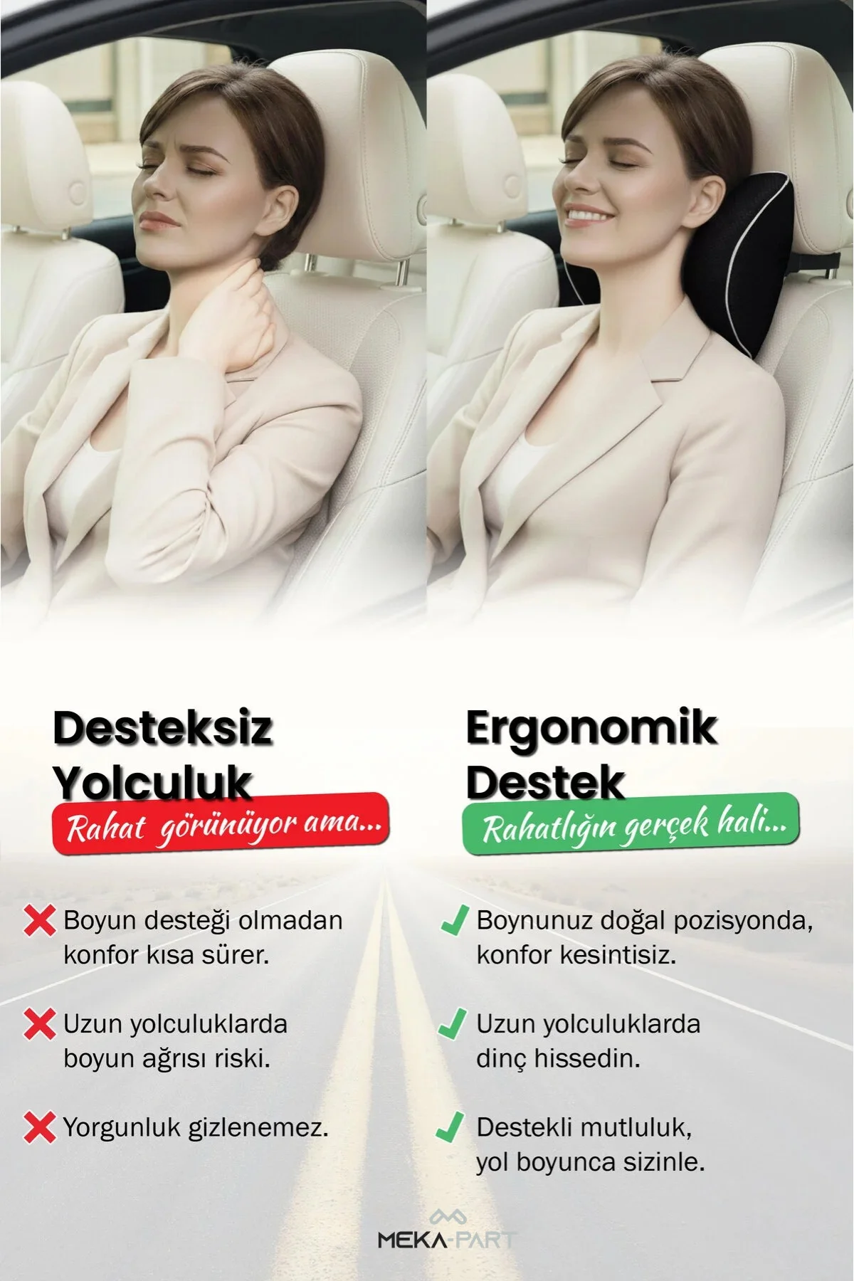 Araç İçi Boyun Destek Yastığı Yumuşak 2 Parça SİYAH 29x22x11
