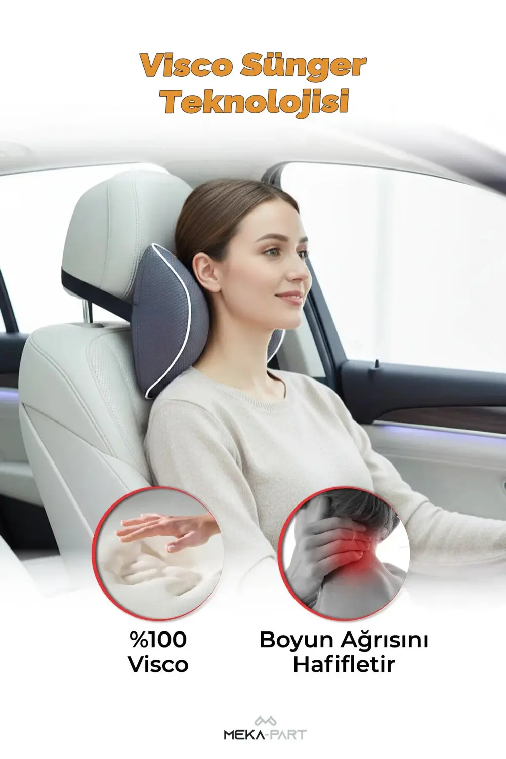 Araç İçi Boyun Destek Yastığı Yumuşak 1 Parça GRİ 29x22x11