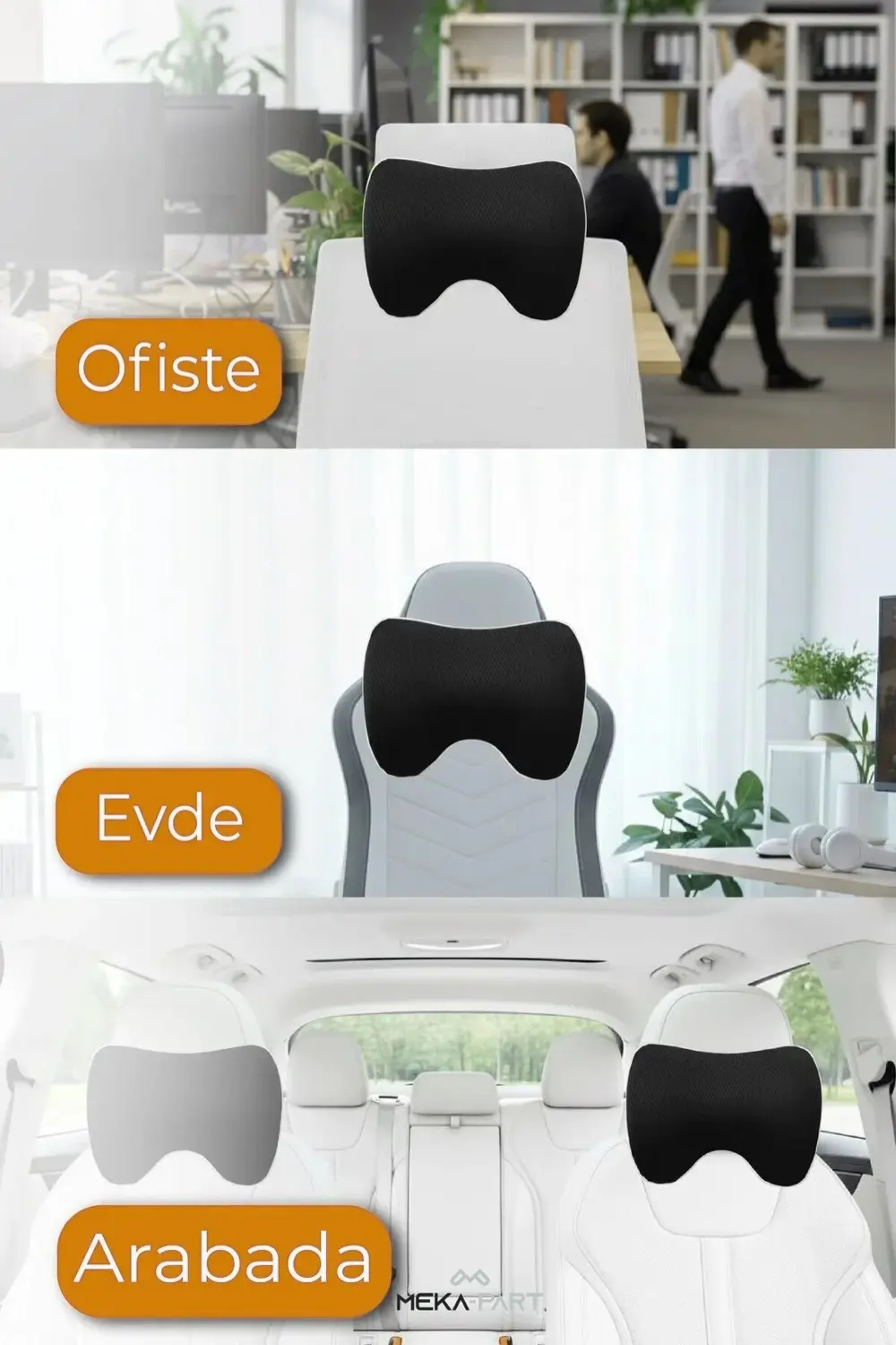 Araç İçi Boyun Destek Yastığı Yumuşak 1 Parça SİYAH 29x22x11