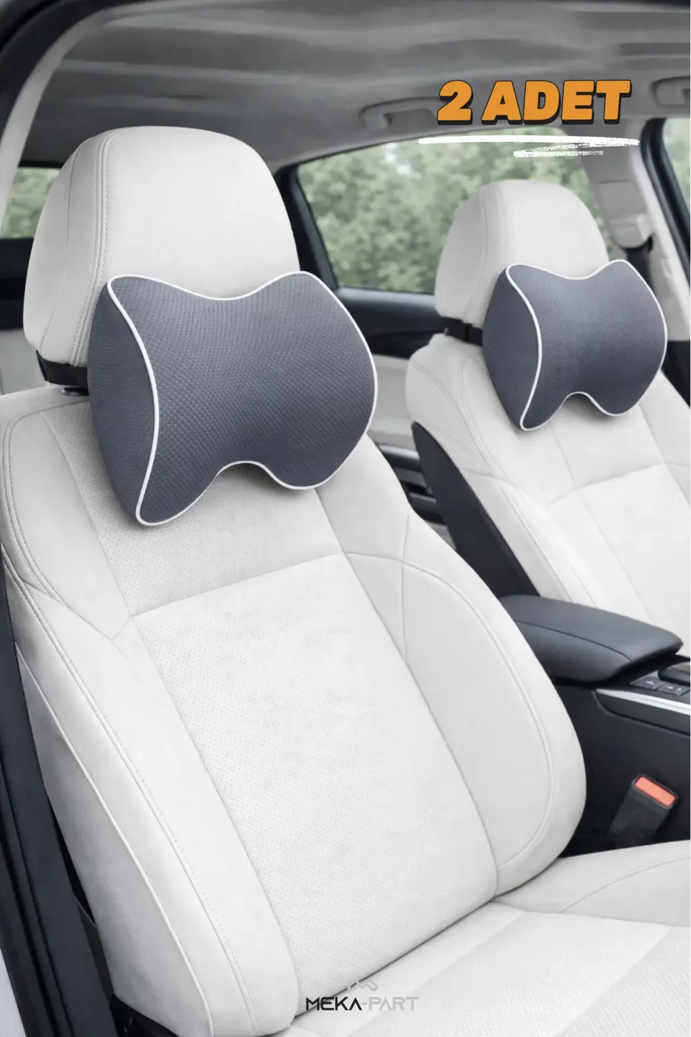 Araç İçi Boyun Destek Yastığı Yumuşak 2 Parça GRİ 29x22x11