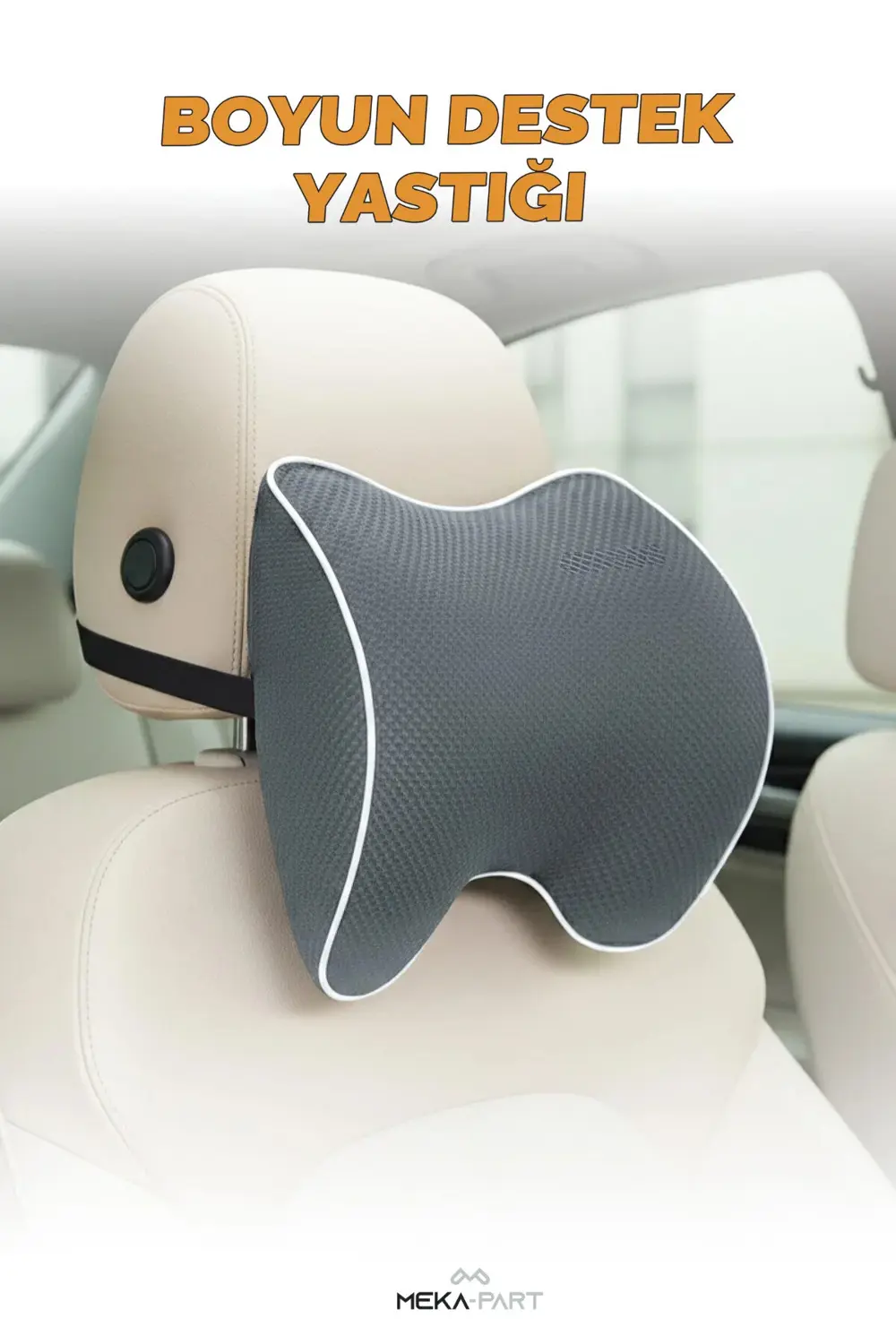 Araç İçi Boyun Destek Yastığı Yumuşak 2 Parça GRİ 29x22x11