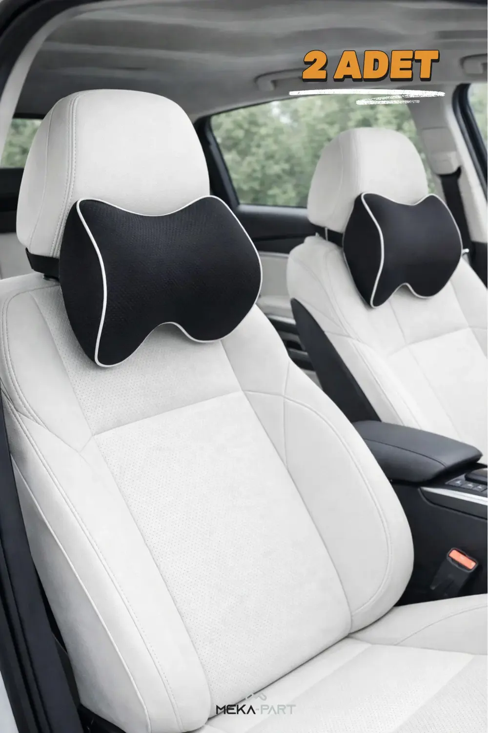 Araç İçi Boyun Destek Yastığı Yumuşak 2 Parça SİYAH 29x22x11