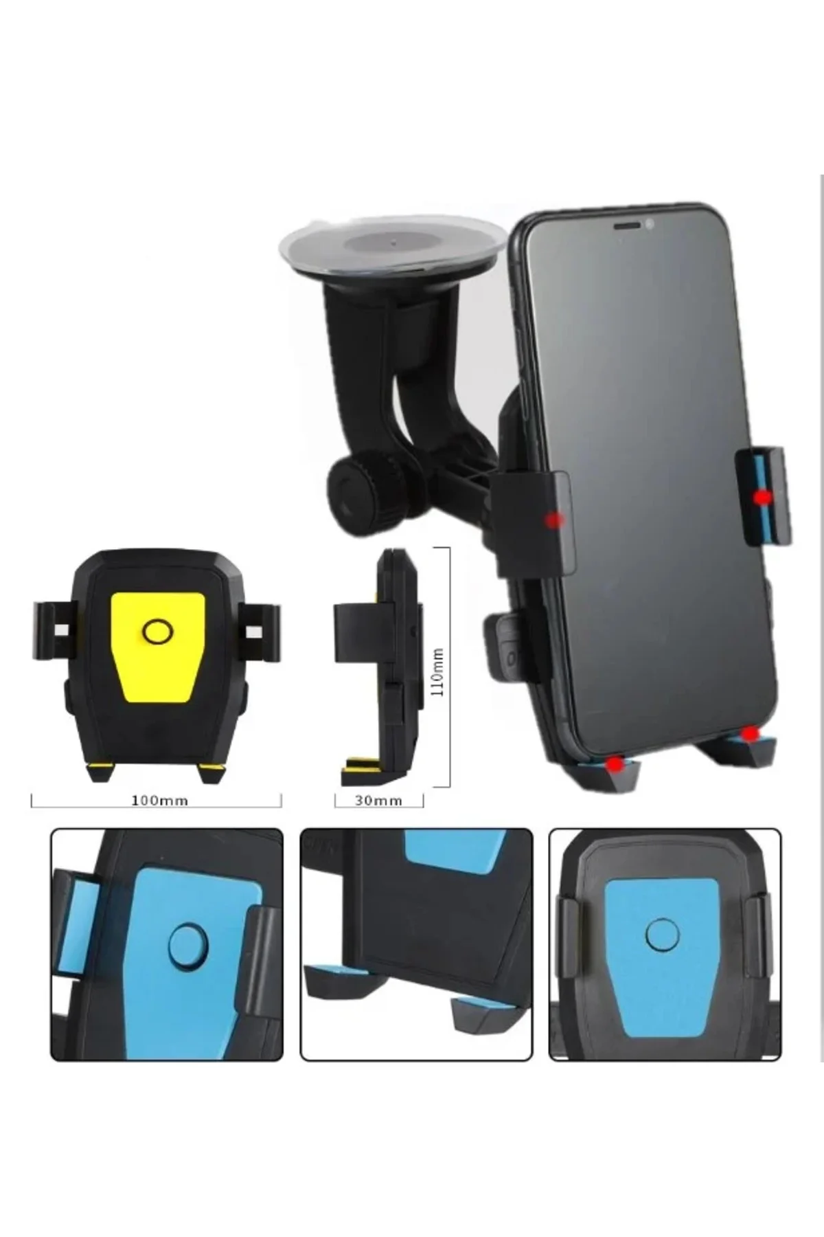 Araç İçi Cam ve Torpido Vantuzlu Telefon Tutucu